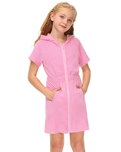 Besserbay Little Girls Light Pink Zip Up Terry Cover Up Beach Swim Hoodie Coverup 4 Years #TOP2