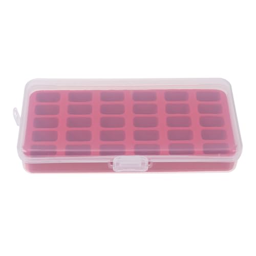 DOITOOL Boîte à Canettes pour Couture 30 Emplacements en Plastique Rouge, Organisateur de Bobines Mousse de Fixation, Léger et Portable, Rangement pour Accessoires de Machine à Coudre,