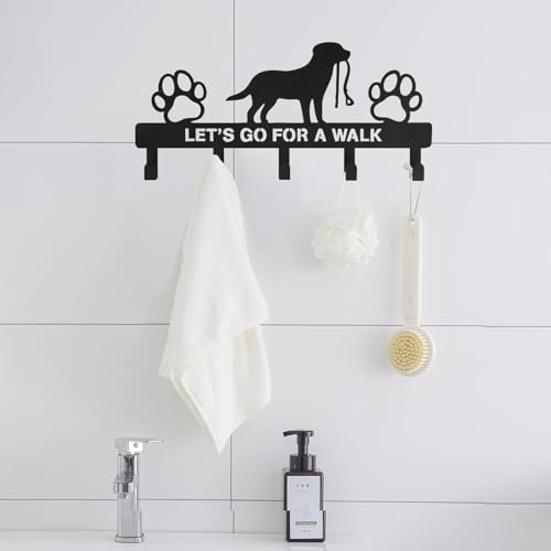 YILANJIN Schlüsselhalter für Wand, Hundeleinen-Halter mit 5 Haken für Tür, Wandmontage Organizer Rack für Outdoor-Ausrüstung, Schlüsselhalter aus Metall für Wohnzimmer,Küche, Garderobe (Schwarz