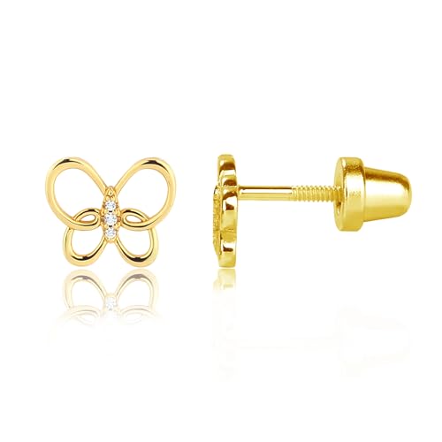 Cherished Moments 14K Gold-Plated Butterfly Screw Back Earri
