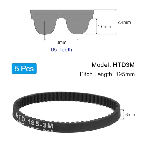 Correa dentada HTD-3M de goma resistente y paso de 195 mm para polea síncrona 3