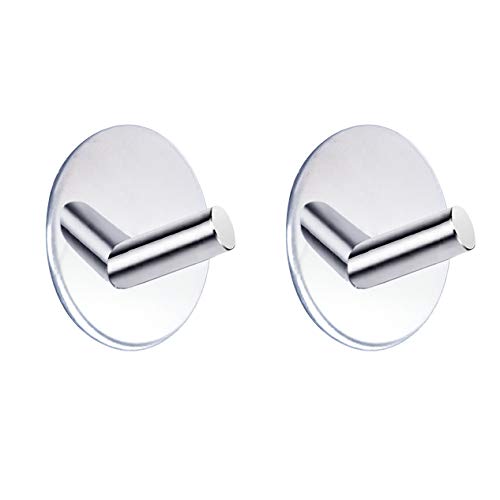 Celbon 2 ST Zelfklevende Badhanddoek Haak Sliver Chrome Sticky Rvs Robe Haken Heavy Duty Deurhaken voor Badkamers,Keuken, Toiletkast