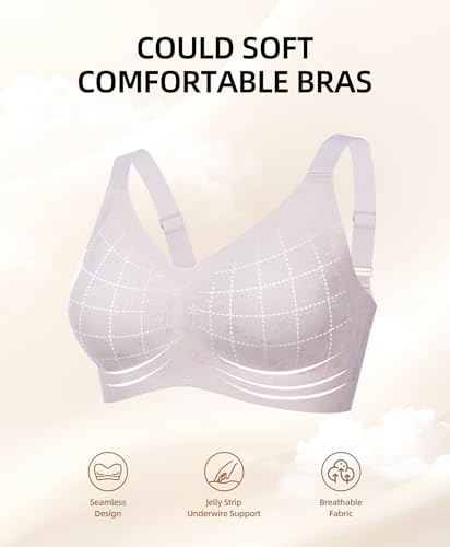 Image of Women's Minimizer Bra No Underwire Full Coverage Wireless Jelly Bra Plus Size Seamless T-Shirt Bra