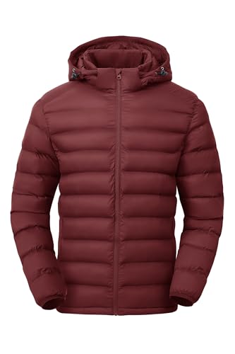 Image of Gopune Men's Lightweight Puffer Jacket Detachable Hooded Water Resistant Puffy Winter Down Jackets for Snow Ski Travel
