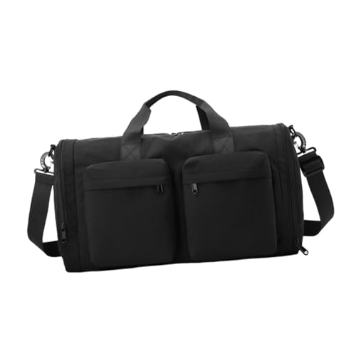 Travel Duffle Bag Foldable Gym Bag Sturdy Organizer with Zipper Waterproof with Shoe Compartment for Outdoor Fitness Storage, Black 7