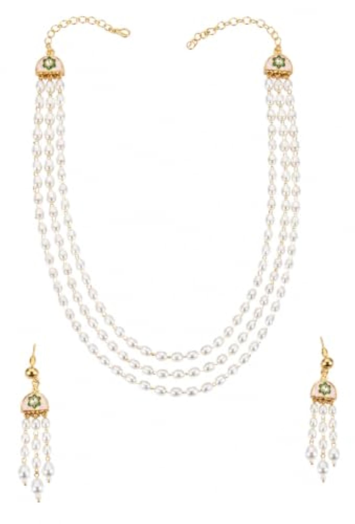 Elegant Pearl Necklace Set with Long Tassel Earrings for Women
