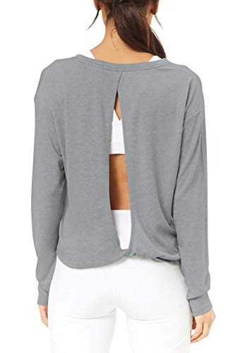 long sleeve open back workout top