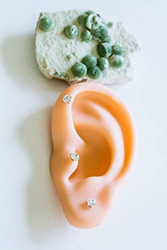 Ondaisy 14K Gold Plated Simulated Diamond 4Mm Cz Round Circle Ball Ear Barbell Ball Stud Earring Piercing #TOP4