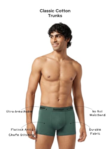 Image of Bummer Men's Premium Cotton Underwear | Fine Combed Cotton with Elastane for Stretch | Ultra Breathable Innerwear | Soft Fabric & No-Roll Waistband | Printed Trunks & Inner Combo for Men