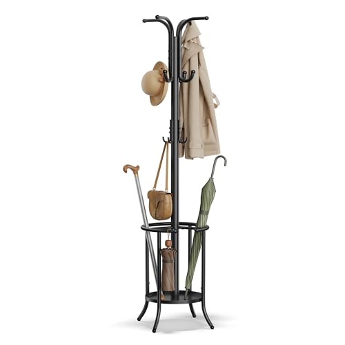 SONGMICS Freestanding Coat Rack with Umbrella Holder