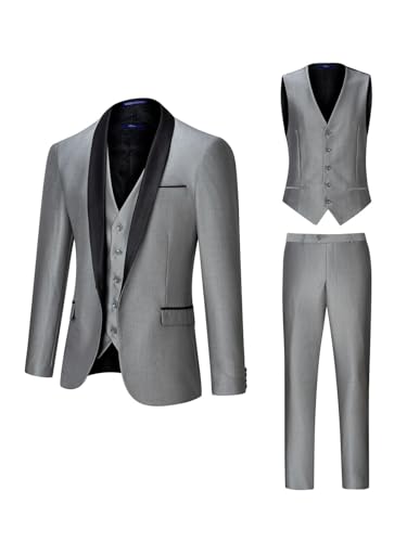 Men's 3 Pieces Business Notch Slim Fit Tuxedos Best Blazer for Wedding Suit3