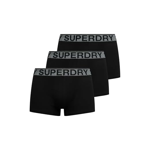 Superdry Hombre 3 Pack Trunks, Triple Black/Grey, L