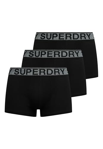 Superdry Men's 3 Pack Trunks, Triple Black/Grey