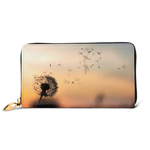 Preisvergleich Produktbild JHGFG Mode Handtasche Reißverschluss Brieftasche Löwenzahn Blasen Samen Wind Dawn Telefon Kupplung Geldbörse Abendkupplung Blockieren Leder Brieftasche Multi Card Organizer