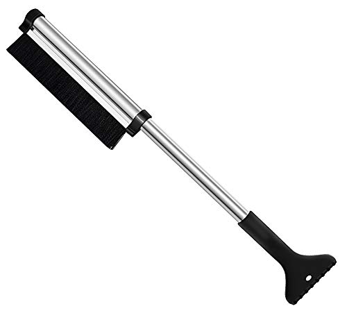 Fontee Extensible Grattoir à Glace Brosse à Neige pour Voiture, Poids Léger Alliage d'Aluminium Solvant de Glace pour Vitre de Pare-Brise Givre et Glace pour Camion et VUS