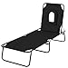 Outsunny Bain de Soleil Pliable transat inclinable 4 Positions Chaise Longue de Lecture 3 Coussins fournis Noir