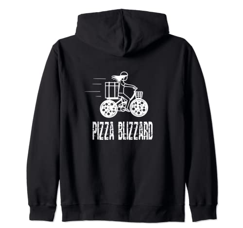 Pizza Blizzard Delivery Boy Bike Messenger E-Bike Courier Zip Hoodie