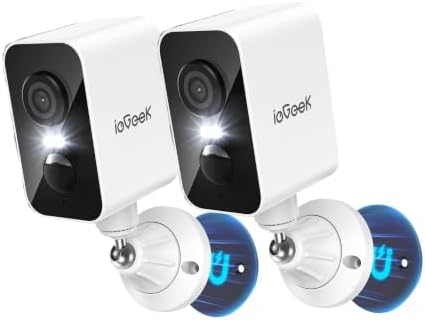 ieGeek 2K Überwachungskamera Aussen Akku mit Magnetische Montage, 2 Stück | 300° Schwenk, WLAN Kabellose, außen/innen, Farbige Nachtsicht, 2,4 GHz, 2-Wege Audio