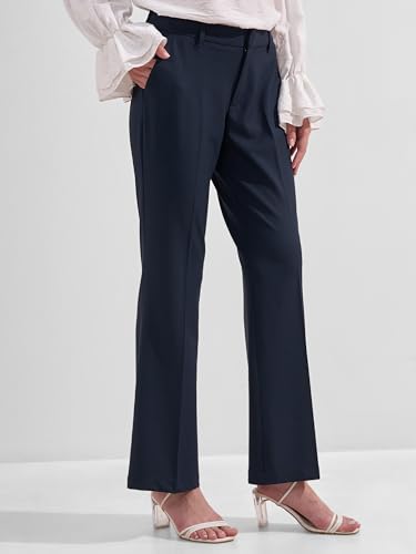 Image of Tokyo Talkies Women's Stretchable Bootcut Pants | High Rise Flared Trousers |Travel & Formal Wear|Workwear Trousers