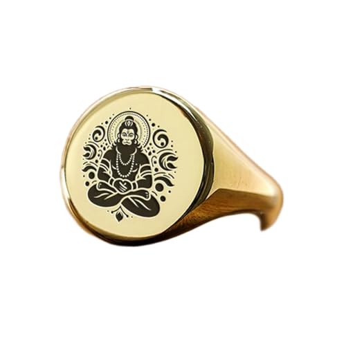 Bague Lord Hanuman ronde argent plaqué or bijou vintage hypoallergénique LK_PDR_01451