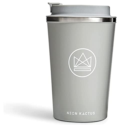 Neon Kactus Taza Para Llevar | Termo de 12oz de Viaje | Vaso de Cafe Termico de Acero Inoxidable | Aislado Con Doble Pared Para Mantener Tu Bebida Fría o Caliente | Tapa Hermética | Forever Young