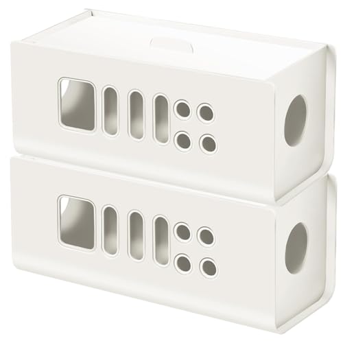 OMIQIY ケーブルボックス 2個セット 配線隠し ケーブル 収納 電源タップ コンセントボックス コード収納ボックス コードケース テレビ 家 オフィス 整理収納 コードボックス ワイヤー収納用のサムネイル