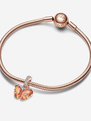 PANDORA Moments Pink & Yellow Murano Glass Butterfly Dangle Charm - 14k Rose Gold-Plated Charm with Cubic Zirconia & Murano Glass - Gift for Her - Includes Gift Box4