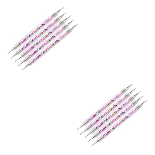 DRESSOOS 10個 ネイルアートアクセサリー ラインストーン点在ペン ネイルチップドット ネイルドットツールキット ネイルアート機器 ネイルアート用のネイルツール 釘の道具 Colorful