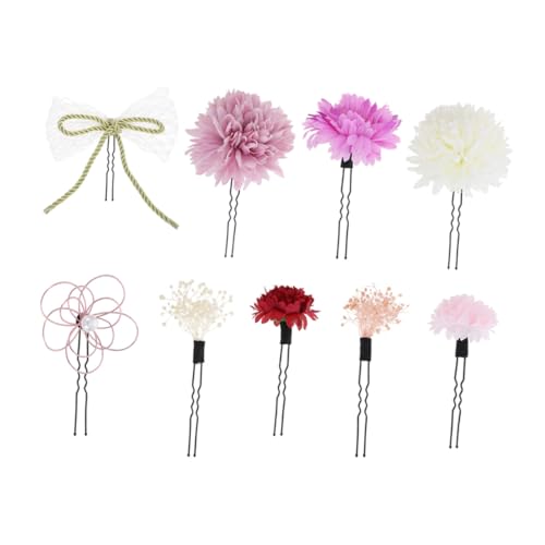 DONFAMDS 和風ヘアアクセサリー 紫色 の花フォーク 総合的な着物装飾 ヘアスルに華やかさをプラスする仮想花飾り