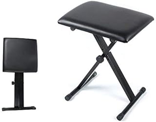LIVIVO Folding Black Music Piano Stool Fully Adjustable Height Pro X Frame Keyboard Leather Bench Seat - Non Slip Feet