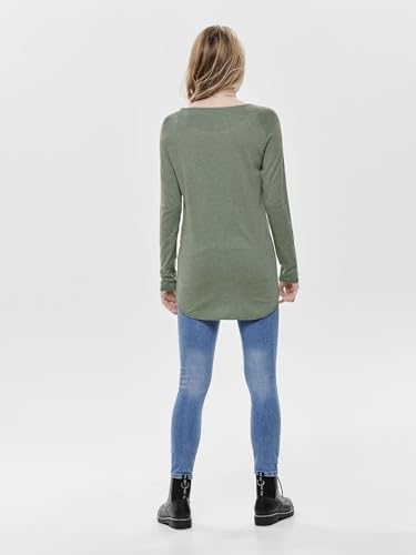 ONLY Damen Langer Feinstrick Pullover | Langarm Rundhals Knit Sweater | Stretch Jumper Locker ONLMILA, Farben:Grün, Größe:XS – Ansicht 5