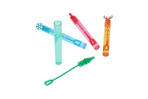 Henbrandt 24 x Mini Christmas Bubble Tubes with Wand Children’s 4ml Bubbles with Xmas Toppers Stocking Loot Bag Fillers Party Bags Outdoor Games for Boys and Girls