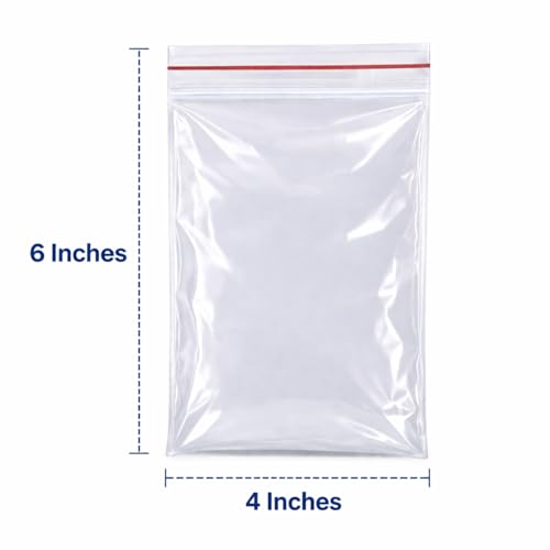 Image of Zip Lock Clear Plastic Storage Bags| Resealable Clear Plastic Bags| Durable and Leak-Proof |Square Pouches with Press Seal Apply To Kitchen Storage and Jewellery Packaging-4 * 6-100Pack