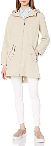 Tommy Hilfiger Women's Soft-Shell Jacket – Tailored Raincoat with Removable Fleece Bib and Hood, Chino KhakiX-Large, X-Large