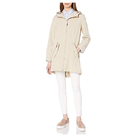 Tommy Hilfiger Women's Soft-Shell Jacket – Tailored Raincoat with Removable Fleece Bib and Hood, Chino KhakiX-Large, X-Large