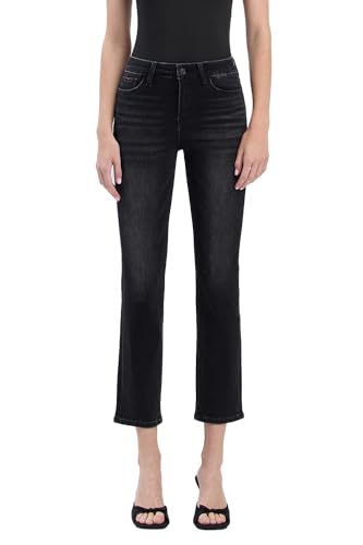 VERVET High Rise Ankle Slim Straight Jeans V3633BK