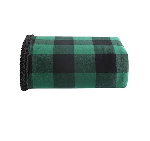 Image of Eddie Bauer - Blanket, Super Soft Reversible Sherpa & Brushed Fleece Bedding, Throw Blankets for Couch, Ideal for Lounging (Cabin Plaid Green)