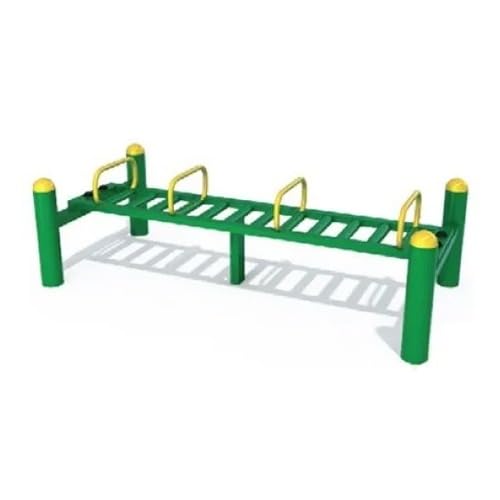 outdoor open gym triple push-up & core workout bench – multi-user horizontal ladder calisthenics station with grip handles for public parks, societies, and gardens