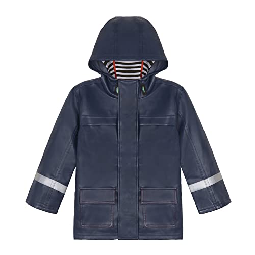 Image of Mud Kingdom Boys Rainslicker Hooded Rain Jacket PU Leather Outerwear Windproof Outdoor