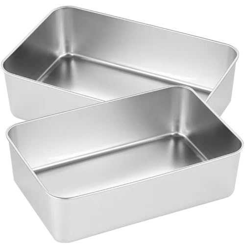 VICASKY Set 2 Teglie Per Dolci in Acciaio Resistente 22x14x6,5 Cm Tortiera Antiaderente Per Forno Domestico e Lavastoviglie Multiuso Per Torte e Dessert