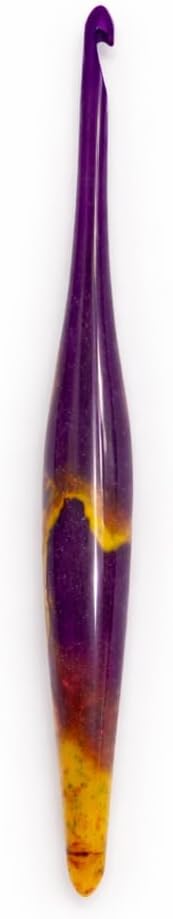 Divit Shilp Streamline Ergonomic Handle Crochet Hooks for Arthritic Hands | Handcrafted 7’’ Resin Crochet Hook Knitting Needle, Craft Yarn Weave | Best Gift! (Purple Amber) (8 mm)