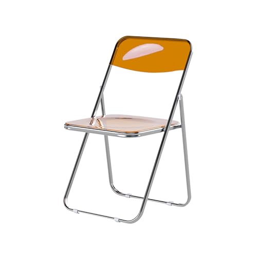 Silla Plegable Moderna de acrílico Transparente, Silla de Cocina de plástico para Sala de Estar, con Estructura cromada y Asiento Plegable de acrílico para Exterior e Interior (ama
