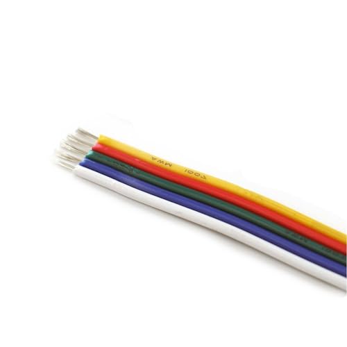 Outdoor Extension 16AWG 18AWG 20AWG LED Cable Wire 2PIN to 6PIN for 5050 3528 2835 Linear Lighting Solar sheathed(Color:5PIN,Size:5 Meters 18 AWG)
