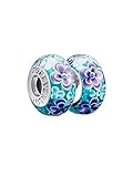 2Pcs Murano Glass Charms for Pandora Bracelet, 925 Sterling Silver Charms for Pandora Bracelets Mula Glass Charms for Bracelets Glass Beads Jewelry