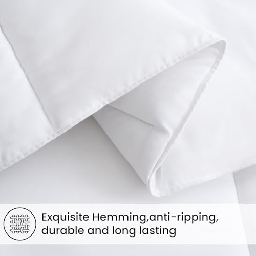 Image of COHOME Quilted Twin /Twin XL Comforter - All-Season Down Alternative Duvet Insert - Luxury Hotel Cooling Pure White Comforter with Anti-Clump Tech & 8 Tabs - Reversible (64 inchx88 inch)