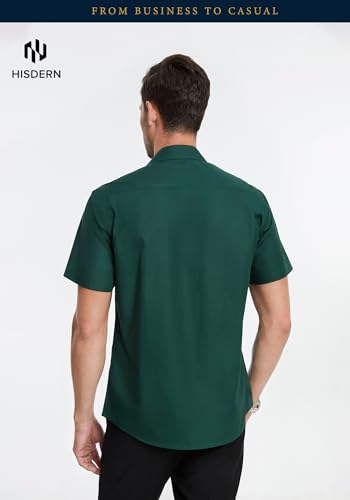 HISDERN 108C Men's Short Sleeve Button Down Shirt Breathable & Stylish for Summer Beach Vacation and Business Casual3