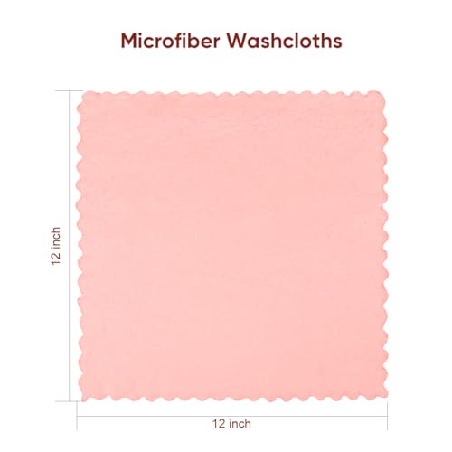 Image of Orighty Ultra Soft Washcloths 48 Pack, Premium Microfiber Towel Sets 12 x 12 inches, Absorbent and Quick Drying Coral Velvet Washcloth, Multi-Purpose Wash Cloths for Bathroom, Hotel, and Gym (Pink)