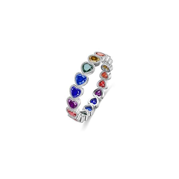 Chakra-Ring-925-Sterling-Silver-Heart-7-Colorful-Chakra-Rainbow-Ring-for-Women MBSUUH Chakra Ring 925 Sterling Silver Heart 7 Colorful Chakra Rainbow Ring for Women Girls