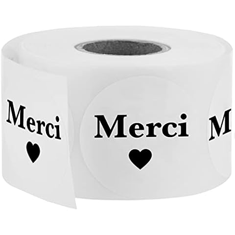PrimeMatik - 25 mm runde "Merci"-Aufkleber Cover