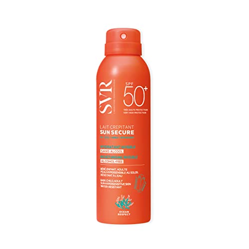 SVR SUN SECURE Face and Body Fizzy Milk Sunscreen SPF 50+ for Hypersensitive Skin Very High UVA/UVB, Invisible